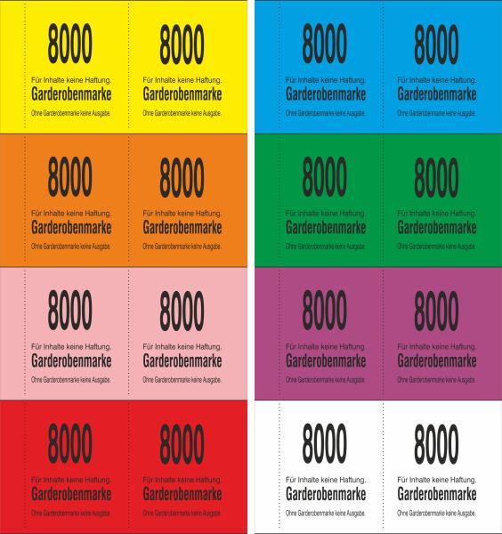 1000 Garderobenmarken "neutral", ohne Bügelloch